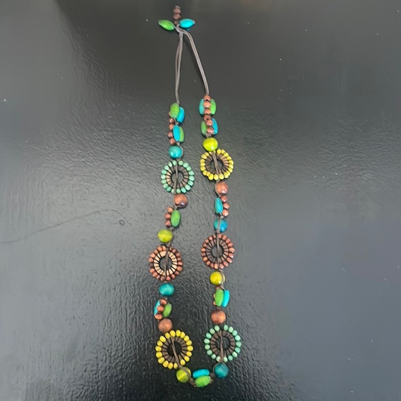 💚Colourful Boho vintage beaded necklace . - Picture 2 of 4